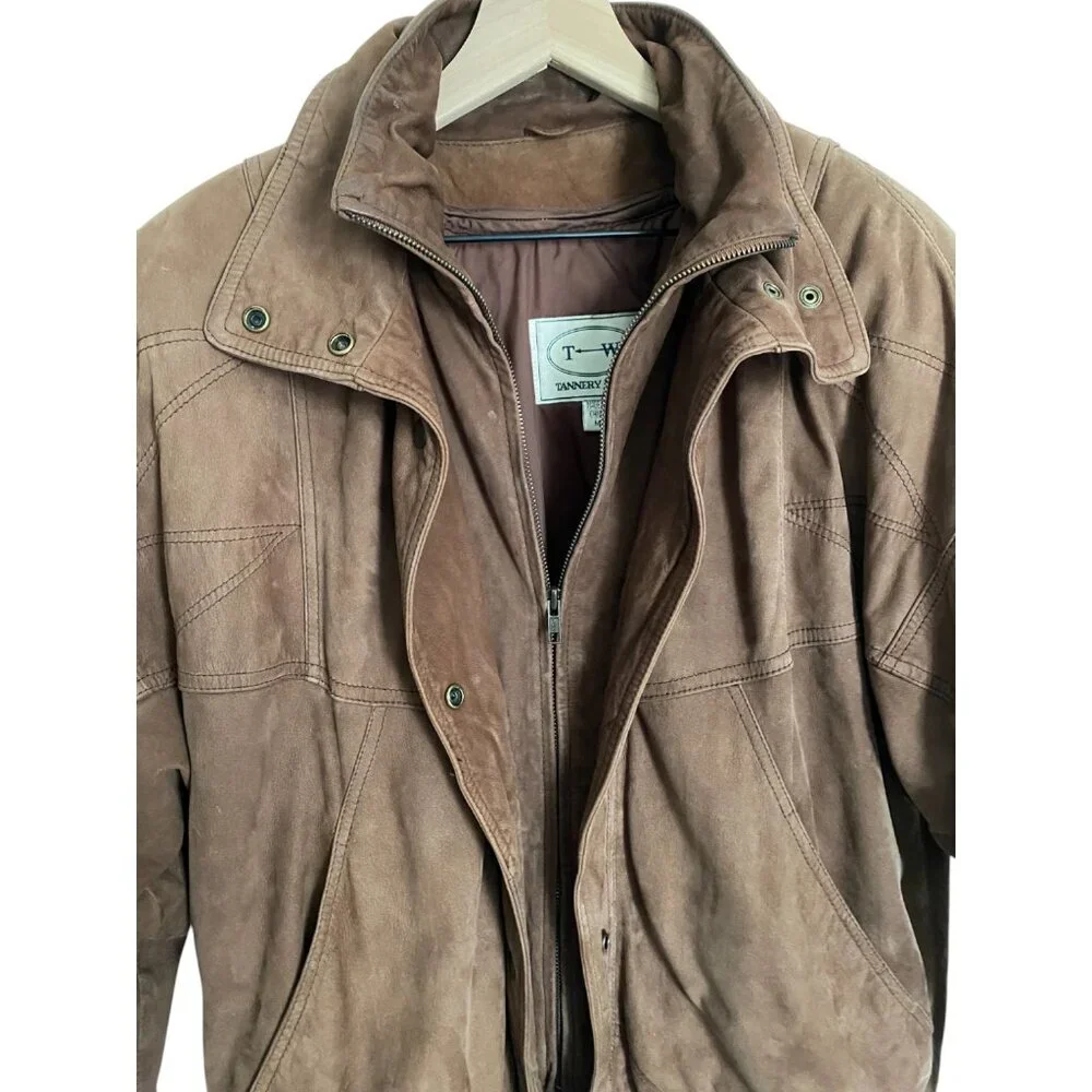 VINTAGE - Tannery west leather brown bomber jacket Size Medium - Picture 7 of 12